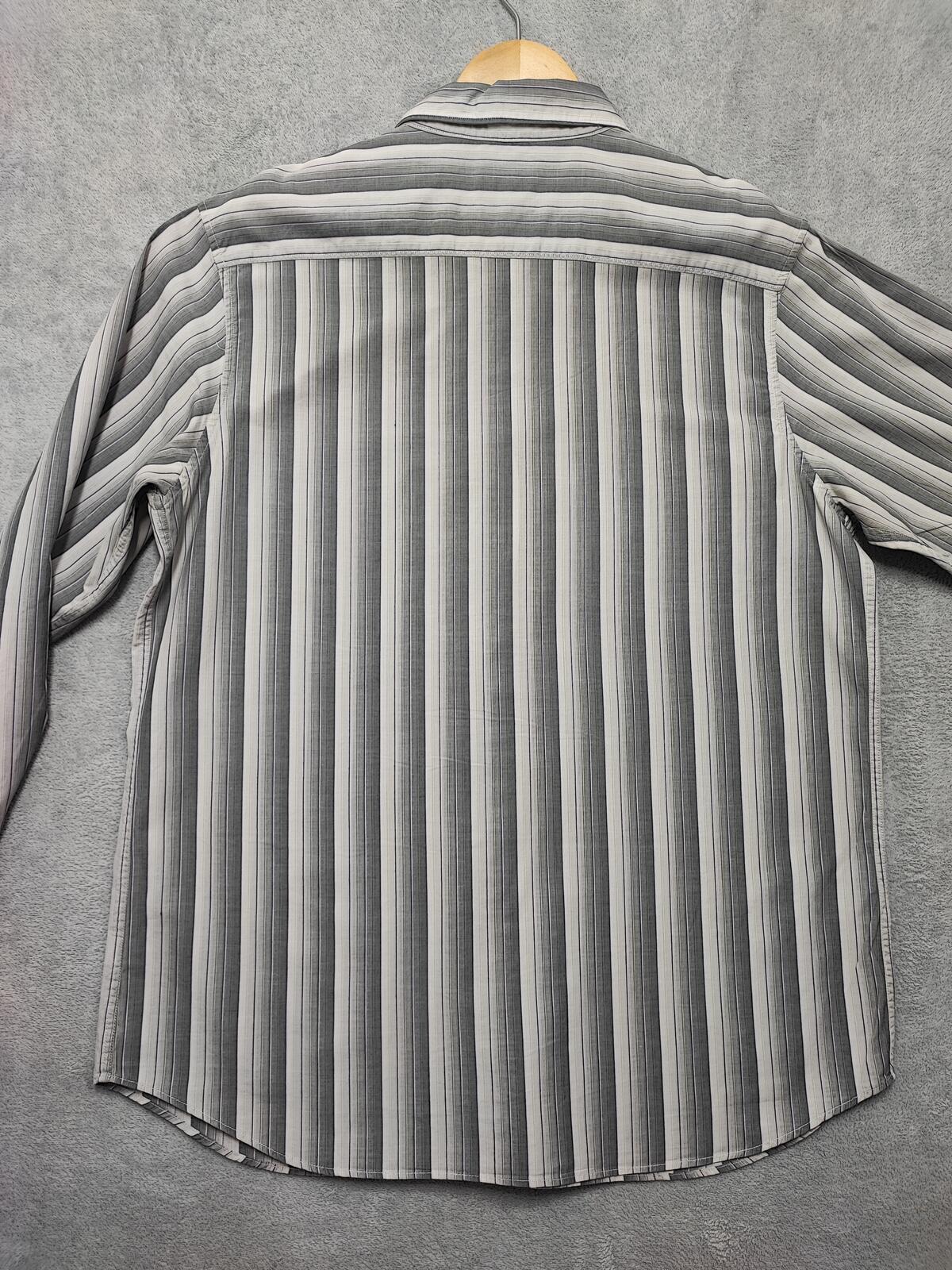 Vintage Calvin Klein Striped Long Sleeve Button Down Shirt Grey Men's Size Large