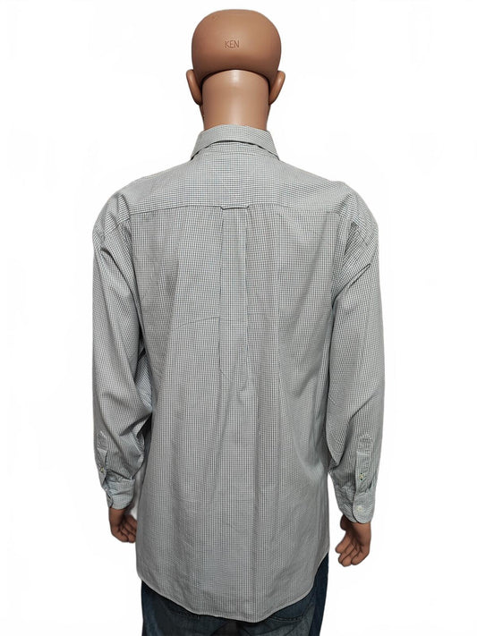 Vintage Tommy Hilfiger Checked Long Sleeve Shirt White Blue Men's Size XXXL