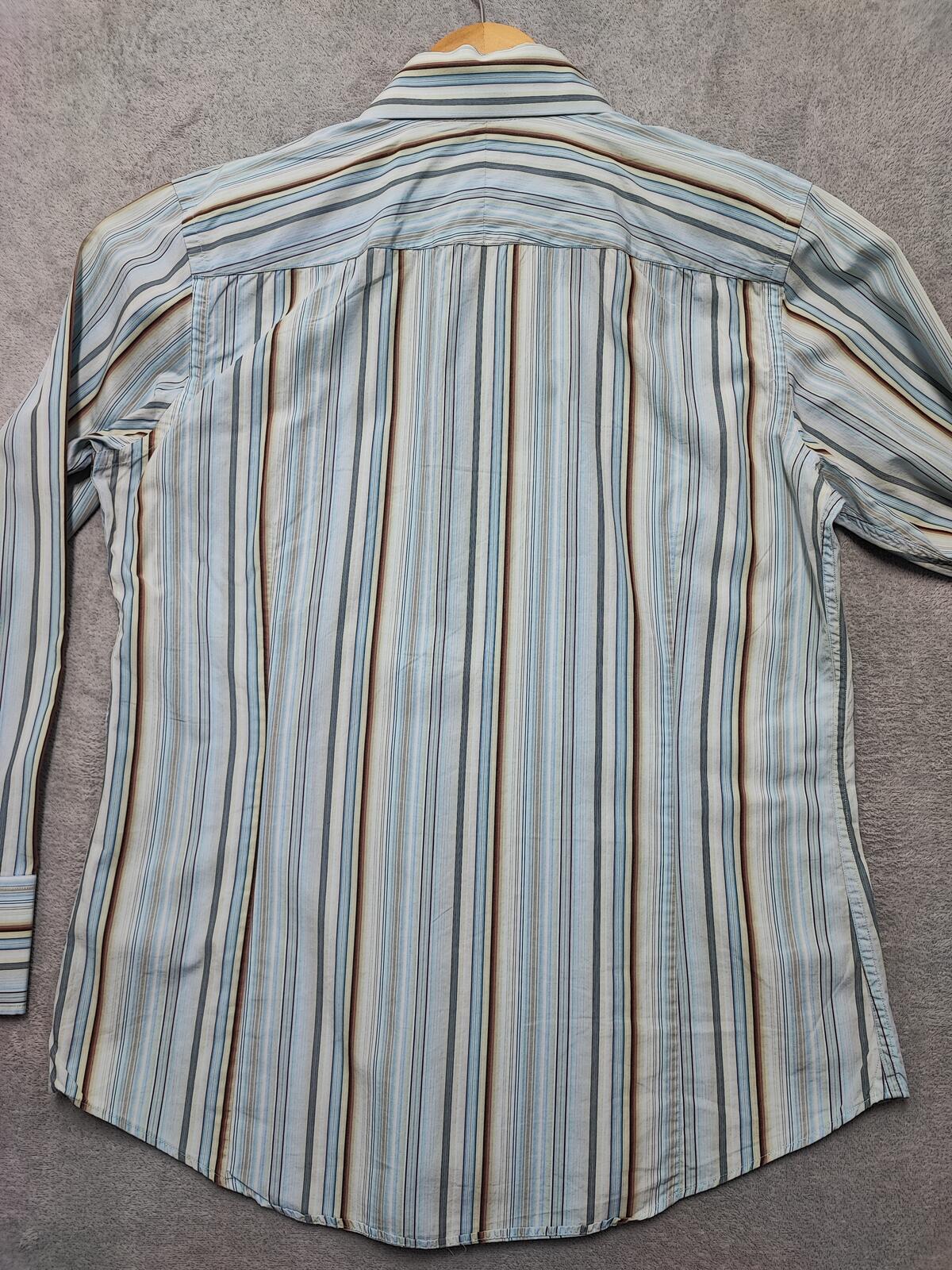 Vintage Banana Republic Grant Fit Striped Long Sleeve Shirt Blue Men Size Large
