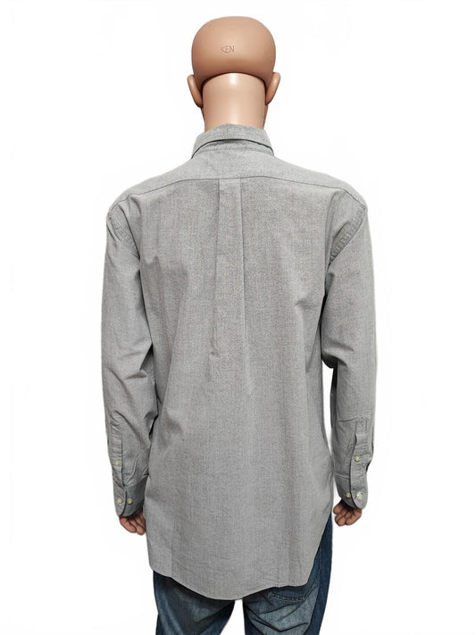 Vintage Chaps Plain Long Sleeve Easy Care Preppy Shirt Grey Men Size XXL