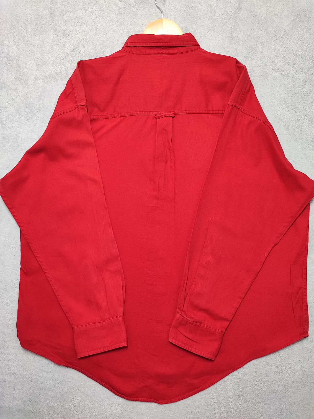 Vintage Chaps Plain Red Long Sleeve Easy Care Preppy Shirt Men Size XXL
