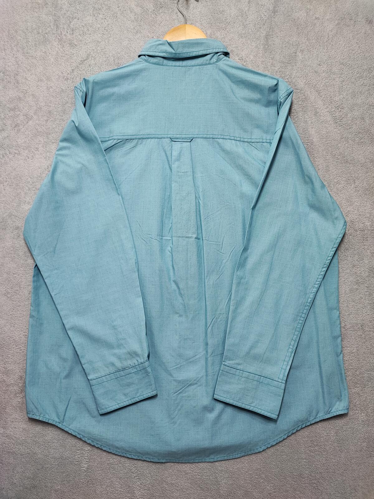 Vintage Chaps Plain Long Sleeve Shirt Turquoise Light Blue Men's Size XL