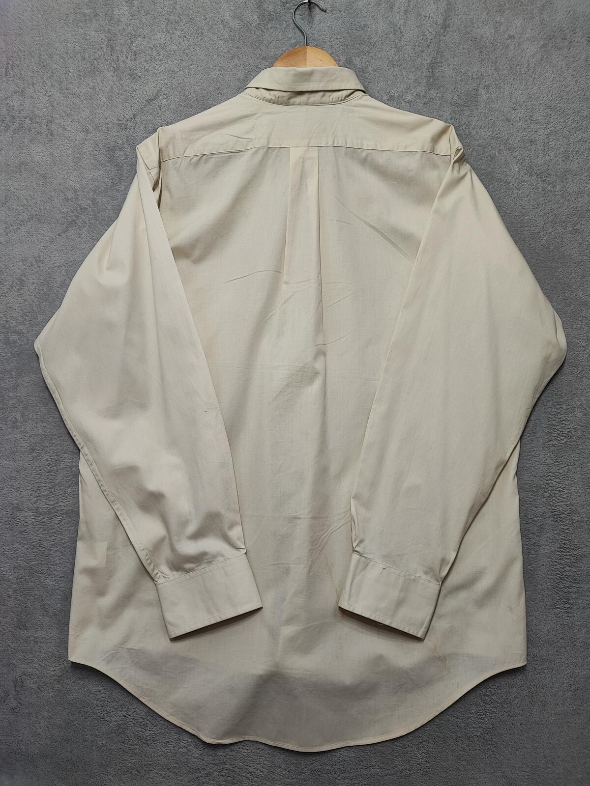 Vintage Chaps Plain Cream Long Sleeve Easy Care Shirt Men Size XL