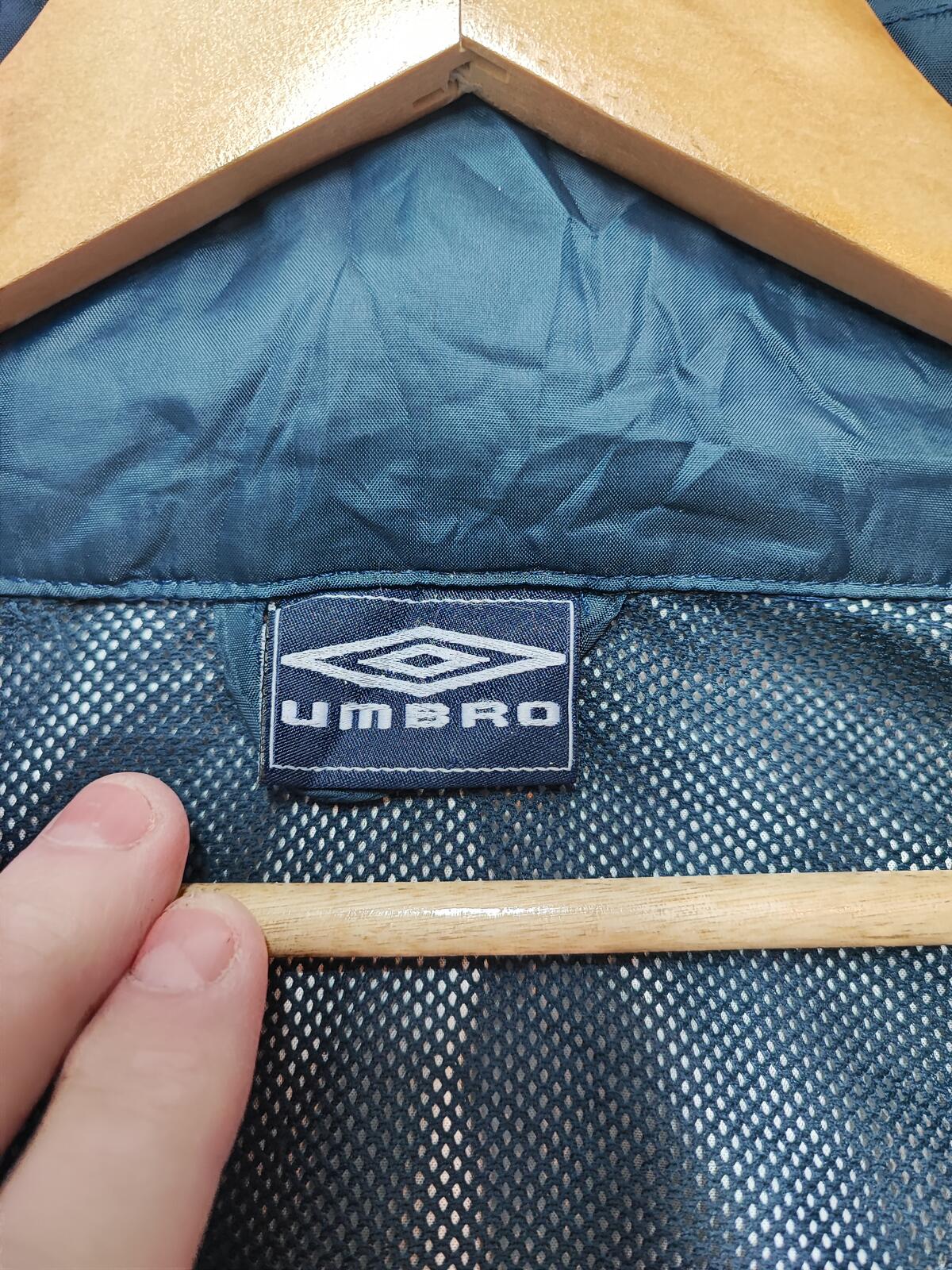Vintage Umbro Navy Blue Grey Colour Block Piping Windbreaker Jacket Men Large