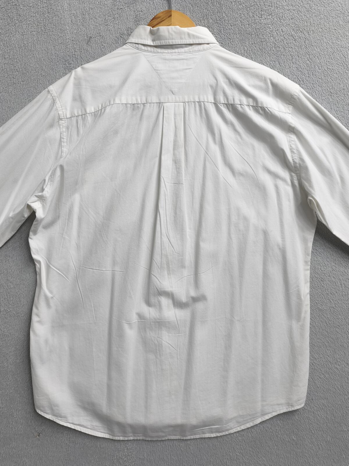 Vintage Tommy Hilfiger Plain Long Sleeve Shirt Solid White Men's Size XL