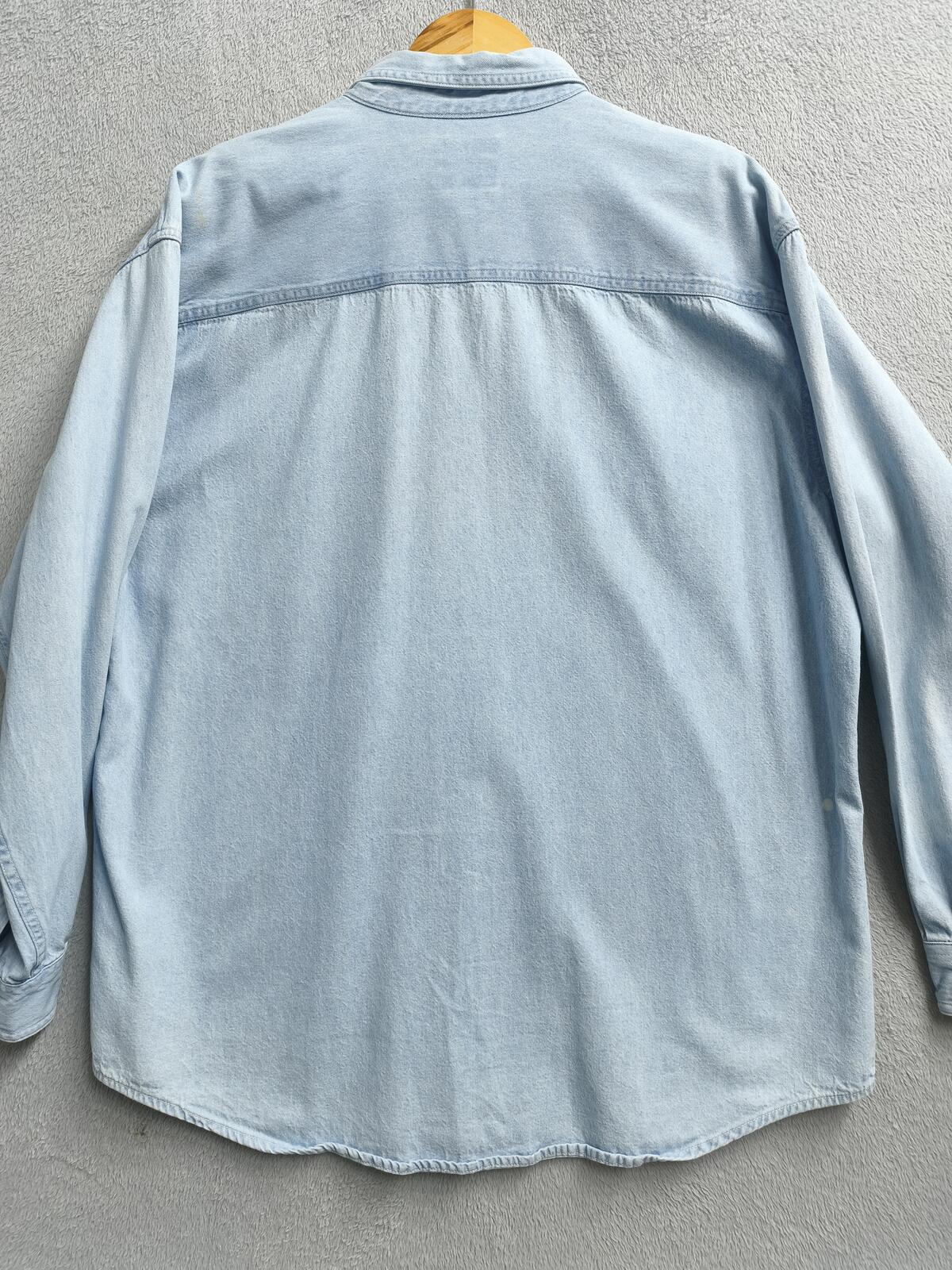 Vintage Lee Wild Pigs MC Custom Denim Long Sleeve Shirt Blue Men's Size XL