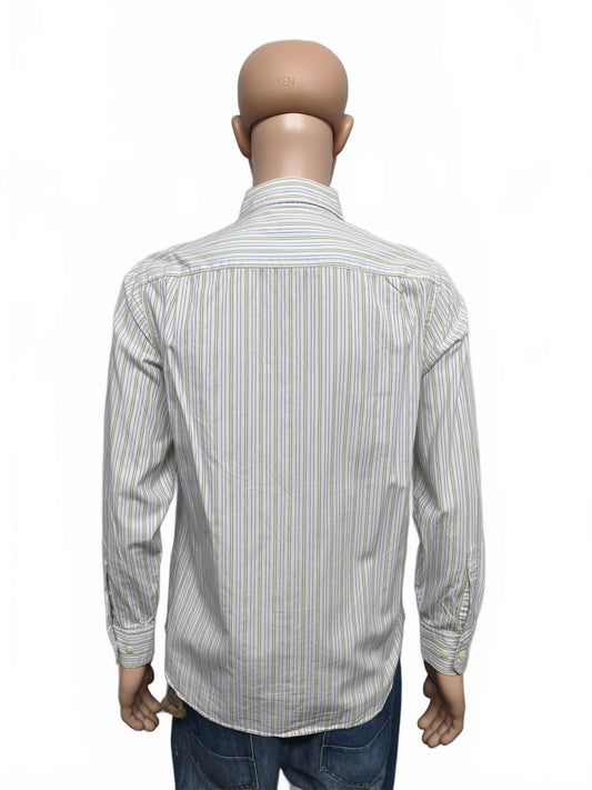 Vintage Banana Republic Striped Long Sleeve Shirt White Men's Size Medium M