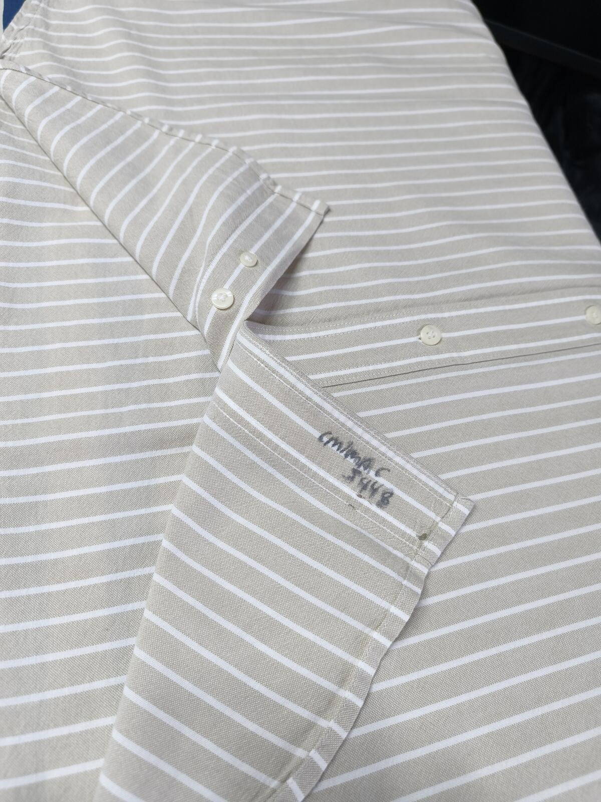 Vintage Chaps Striped Long Sleeve Shirt Beige White Men's Size XXXL Oversized