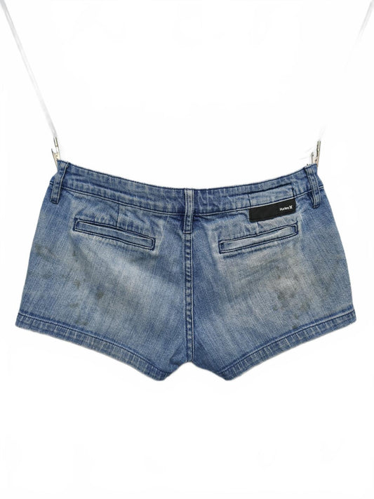 Vintage Hurley Lowrider Light Wash Blue Denim Summer Skater Jorts Shorts W32