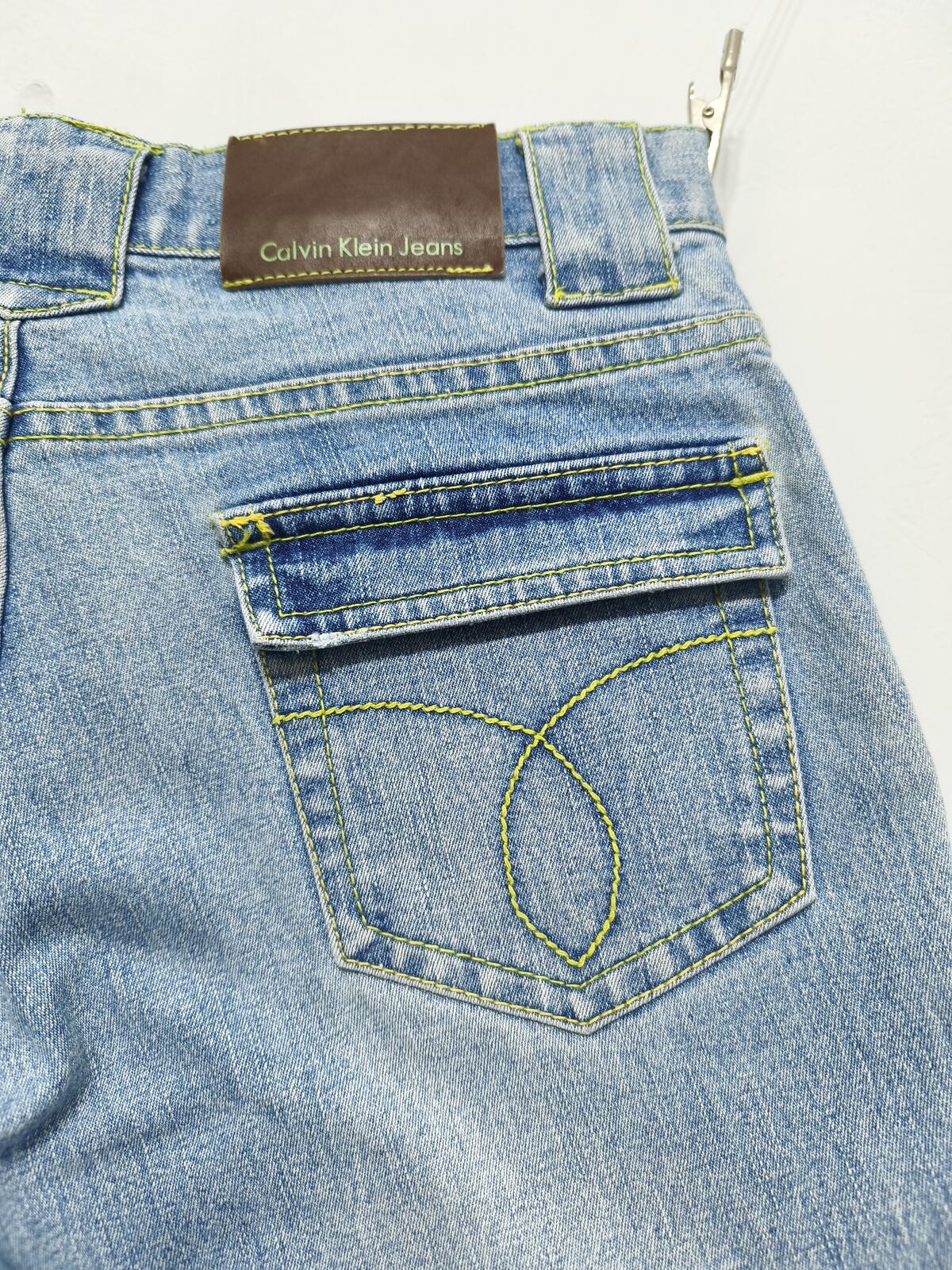 Vintage Calvin Klein Jeans Shorts Light Blue Lime Stitching Y2K Crystal 26W