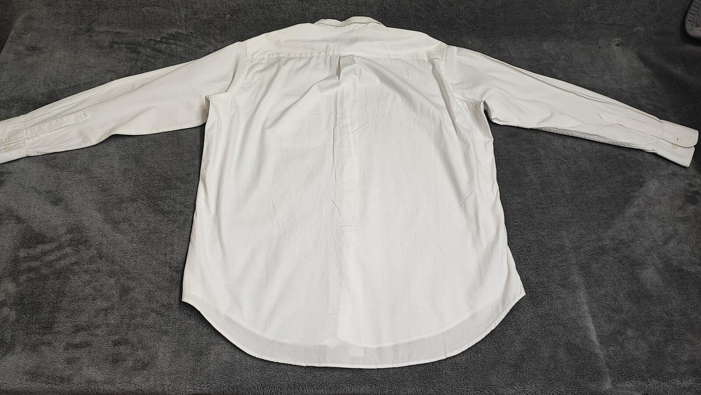 Vintage Chaps White Shirt XL Long Sleeve Cotton Plain Preppy 90s Y2K Retro Dad