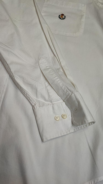 Vintage Chaps White Shirt XL Long Sleeve Cotton Plain Preppy 90s Y2K Retro Dad