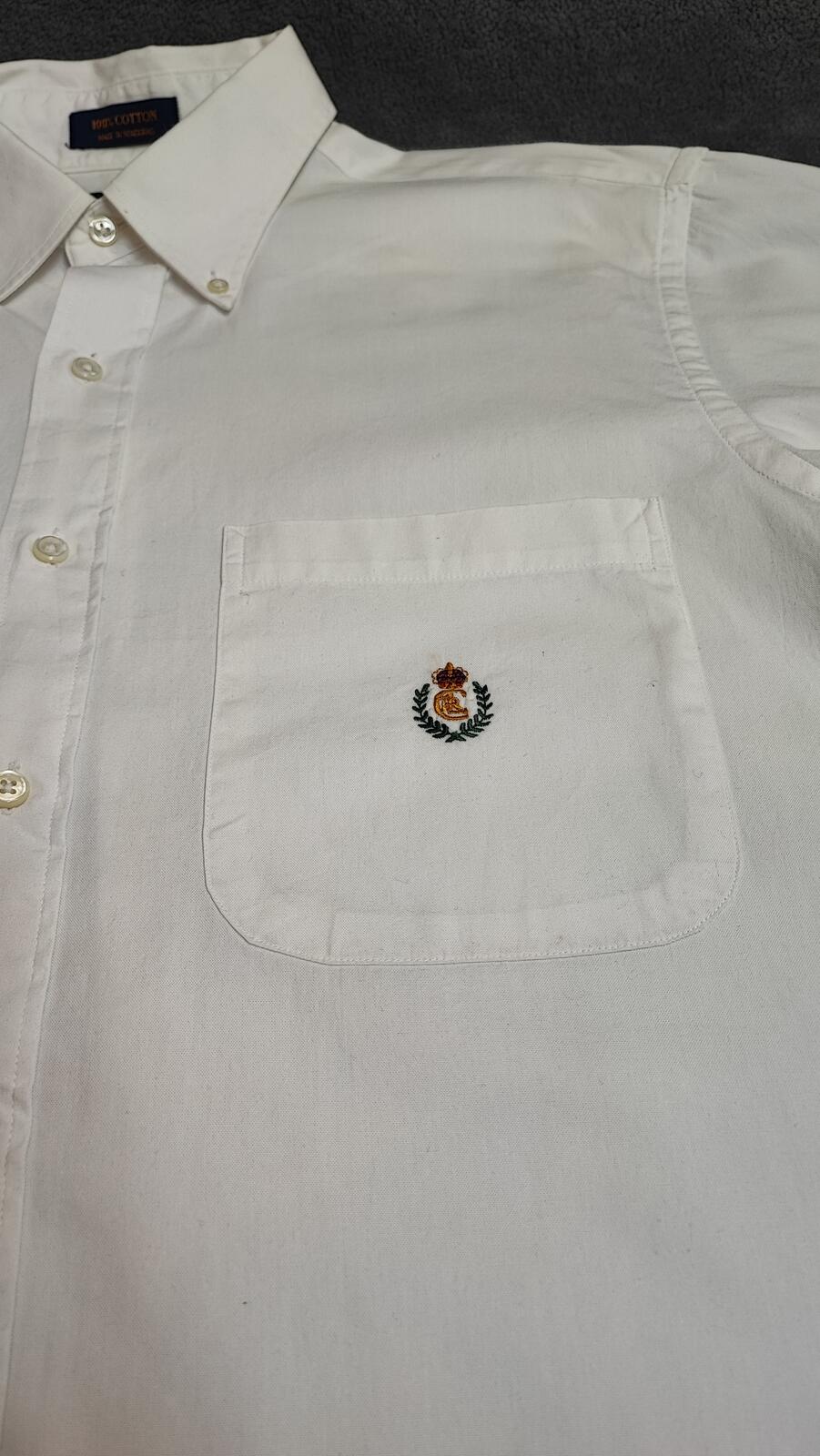 Vintage Chaps White Shirt XL Long Sleeve Cotton Plain Preppy 90s Y2K Retro Dad