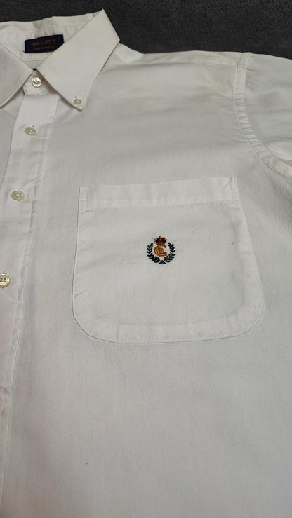 Vintage Chaps White Shirt XL Long Sleeve Cotton Plain Preppy 90s Y2K Retro Dad