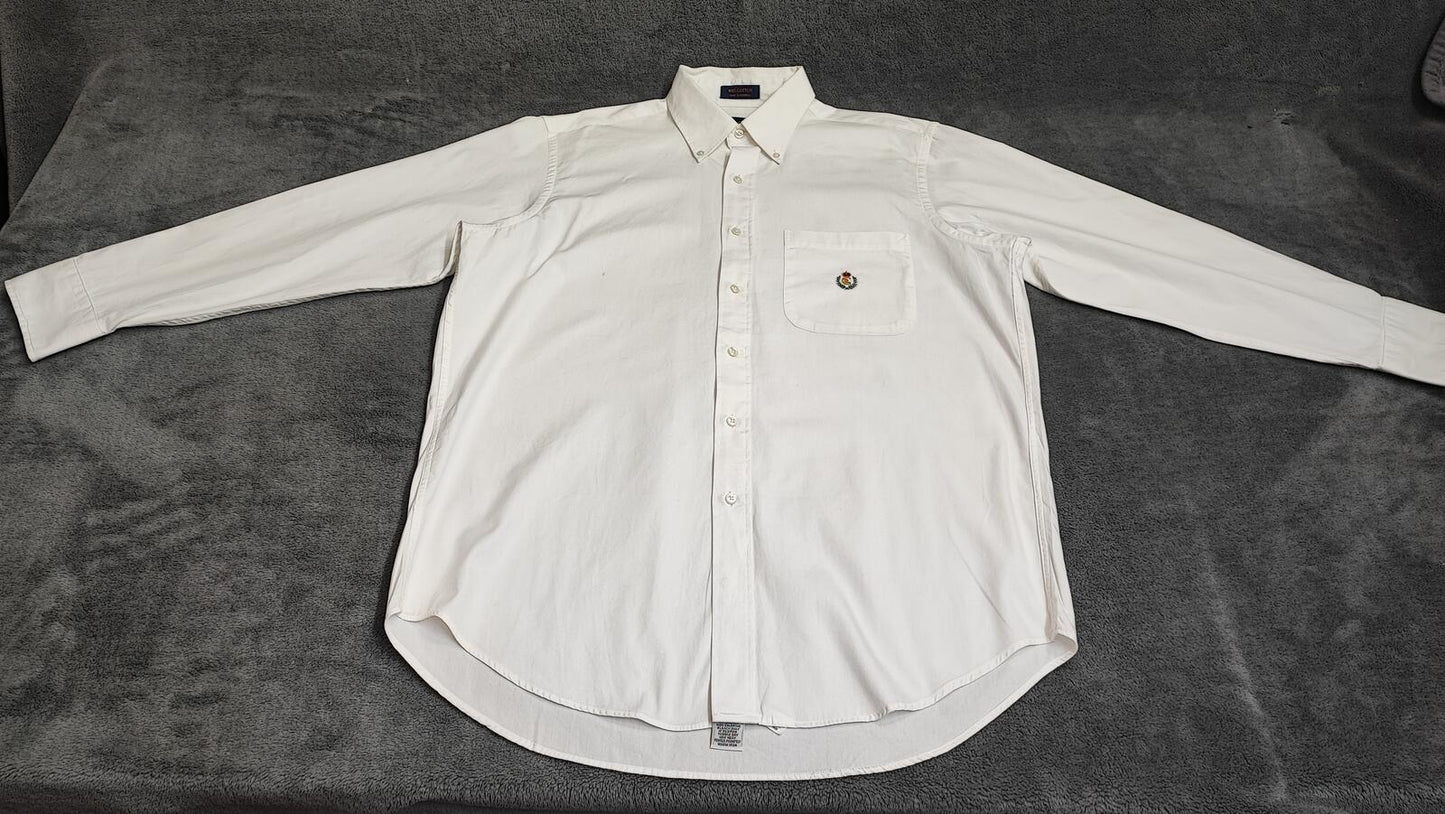 Vintage Chaps White Shirt XL Long Sleeve Cotton Plain Preppy 90s Y2K Retro Dad