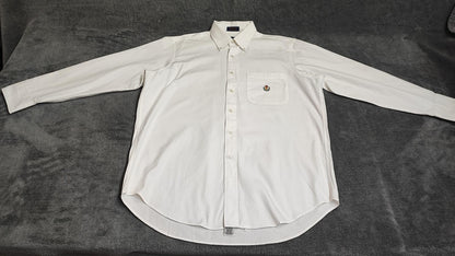 Vintage Chaps White Shirt XL Long Sleeve Cotton Plain Preppy 90s Y2K Retro Dad