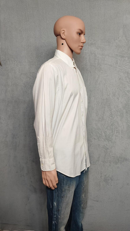 Vintage Chaps White Shirt XL Long Sleeve Cotton Plain Preppy 90s Y2K Retro Dad