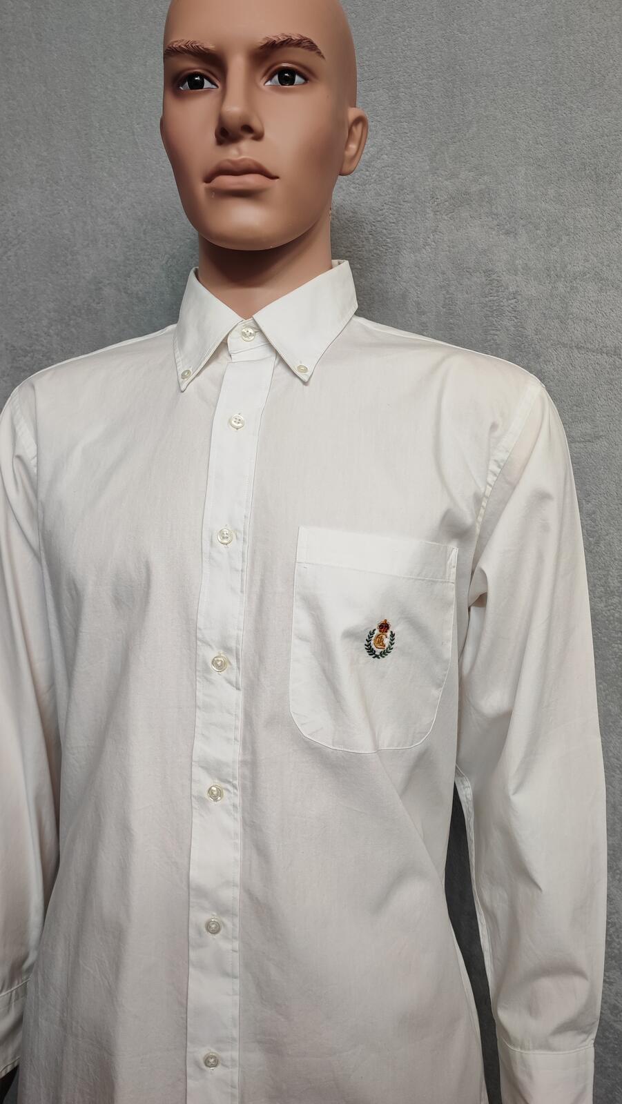 Vintage Chaps White Shirt XL Long Sleeve Cotton Plain Preppy 90s Y2K Retro Dad