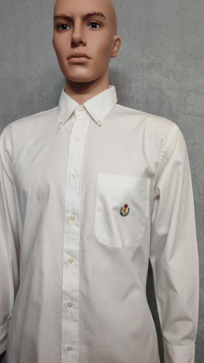 Vintage Chaps White Shirt XL Long Sleeve Cotton Plain Preppy 90s Y2K Retro Dad
