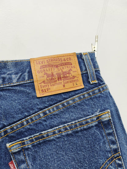 Vintage Levis 517 Blue Denim Shorts W30 Cut Off Raw Hem 90s Grunge Festival Y2K