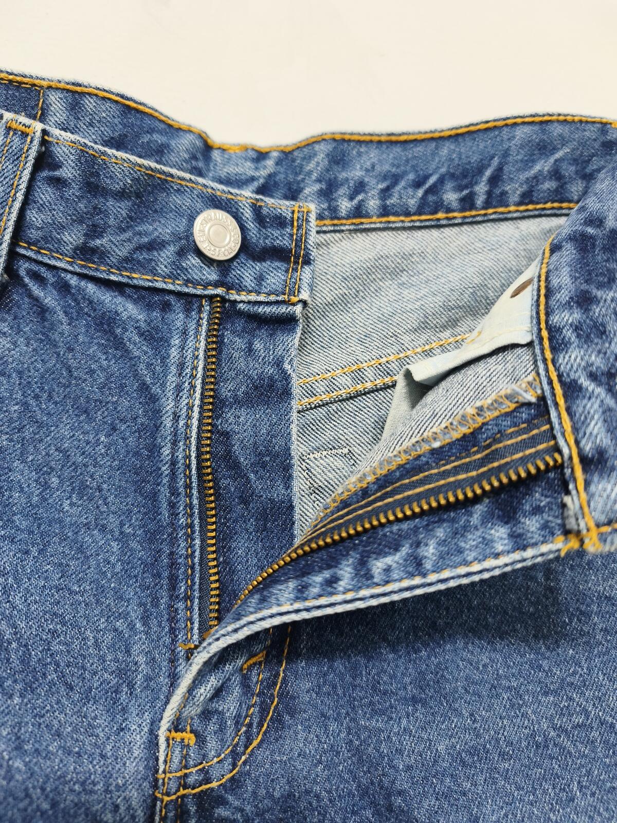 Vintage Levis 517 Blue Denim Shorts W30 Cut Off Raw Hem 90s Grunge Festival Y2K