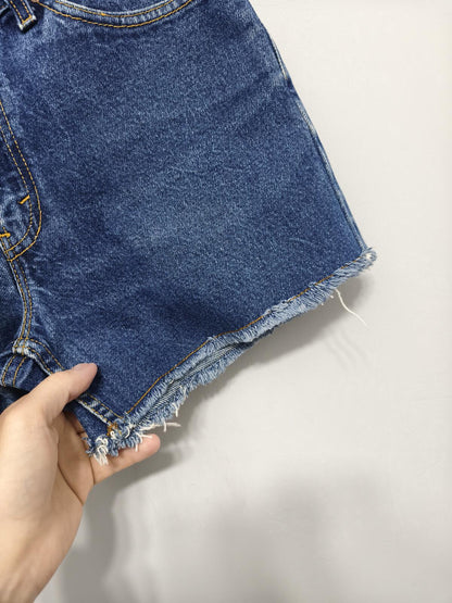 Vintage Levis 517 Blue Denim Shorts W30 Cut Off Raw Hem 90s Grunge Festival Y2K