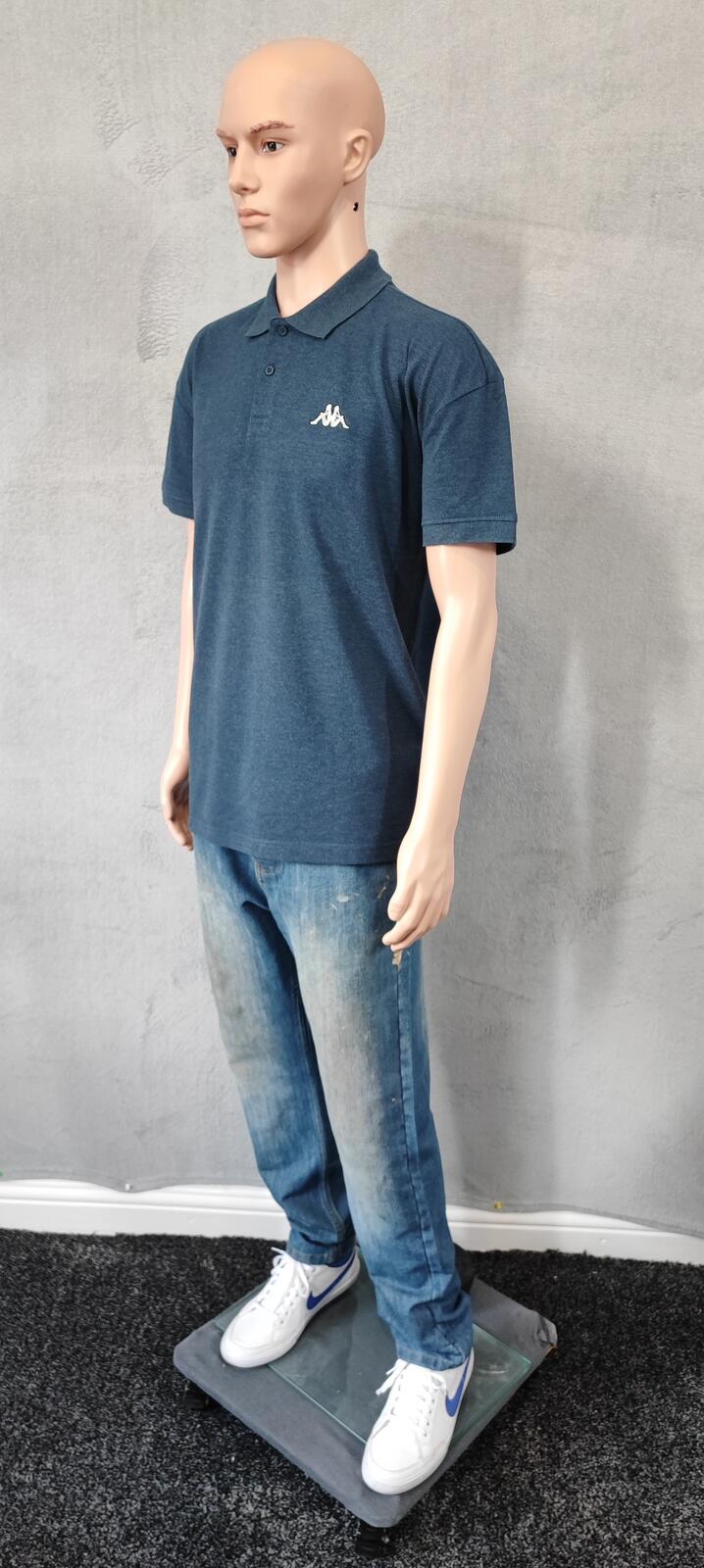 Vintage Kappa Omini Logo Polo Shirt Heather Blue Retro Y2K Men's Size Large L