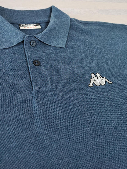 Vintage Kappa Omini Logo Polo Shirt Heather Blue Retro Y2K Men's Size Large L