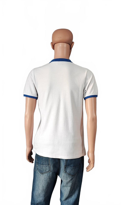 Vintage Kappa Sleeve Taping Polo Shirt White Blue Retro 90s Men's Size Small S