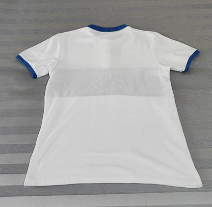 Vintage Kappa Sleeve Taping Polo Shirt White Blue Retro 90s Men's Size Small S