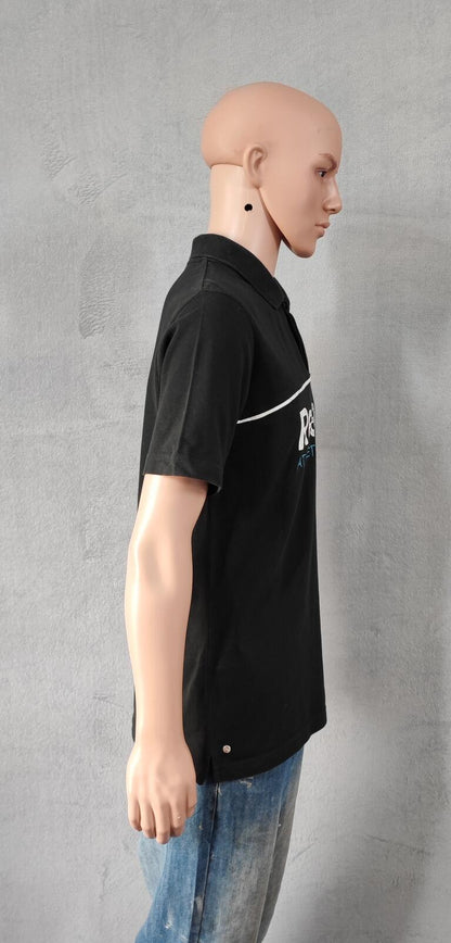 Vintage Reebok Athletic Division Polo Shirt Black Retro 90s Y2K Mens Size Medium