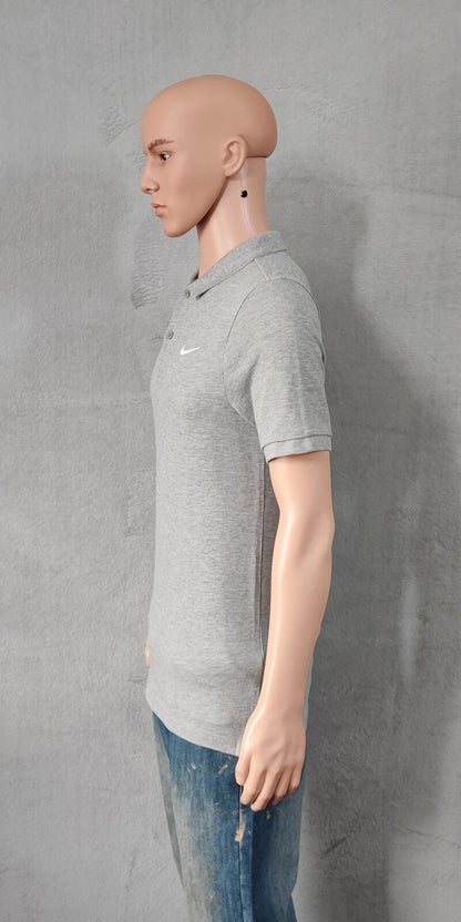 Vintage Nike Embroidered Swoosh Polo Shirt Grey Retro 90s Y2K Men's Size Small S