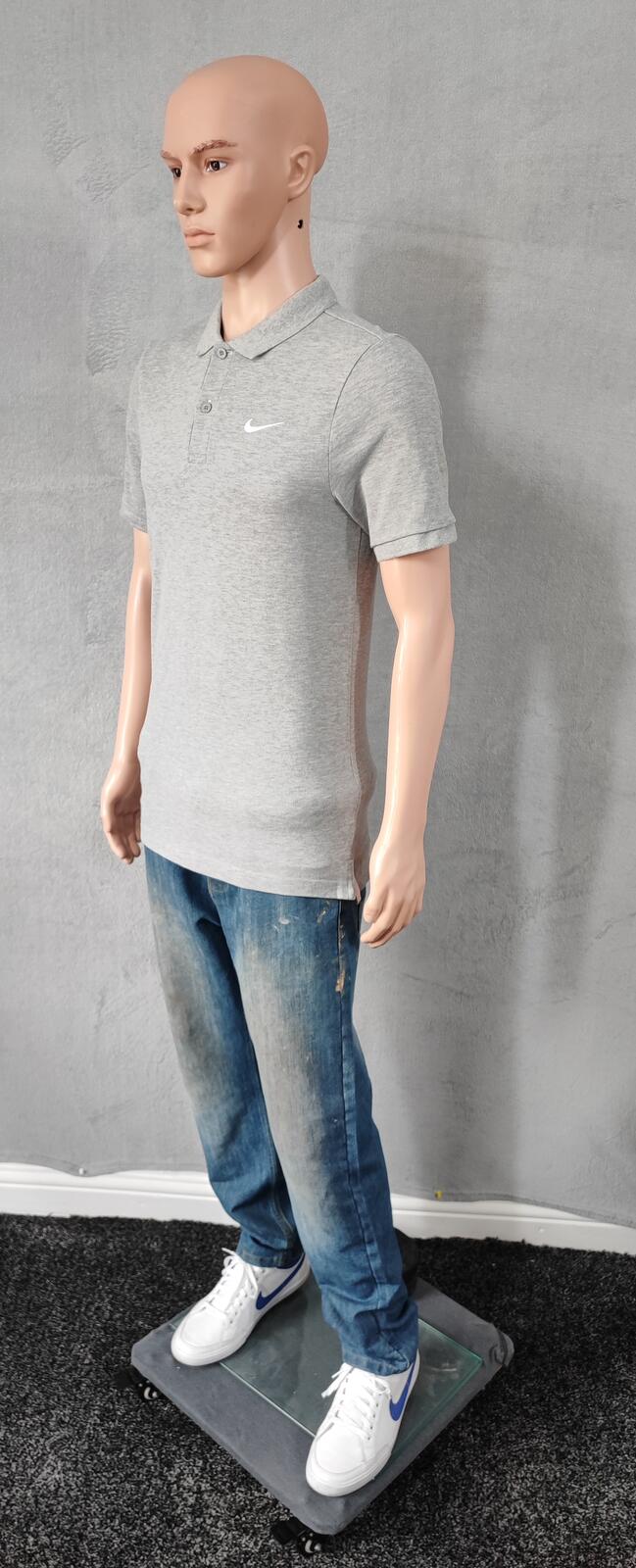 Vintage Nike Embroidered Swoosh Polo Shirt Grey Retro 90s Y2K Men's Size Small S