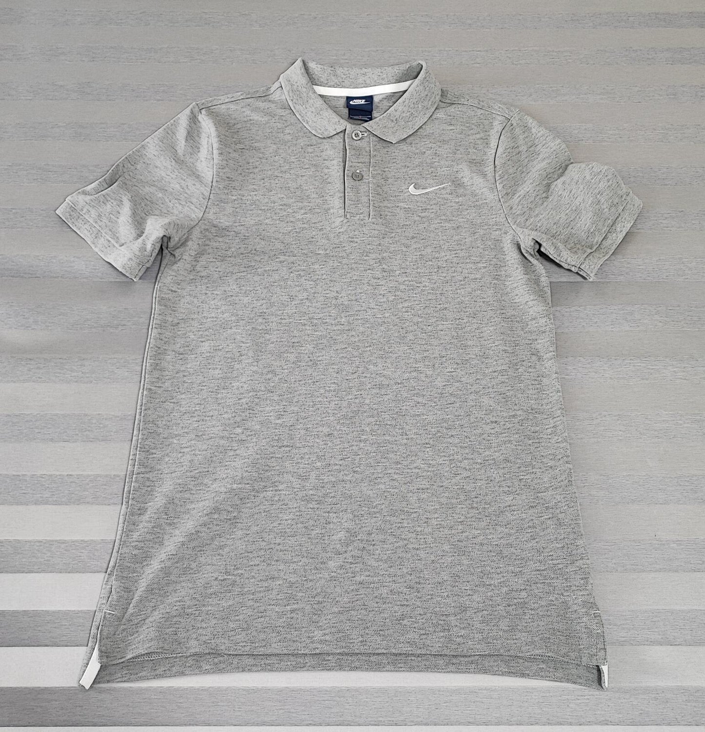 Vintage Nike Embroidered Swoosh Polo Shirt Grey Retro 90s Y2K Men's Size Small S