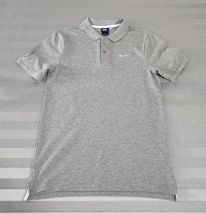 Vintage Nike Embroidered Swoosh Polo Shirt Grey Retro 90s Y2K Men's Size Small S