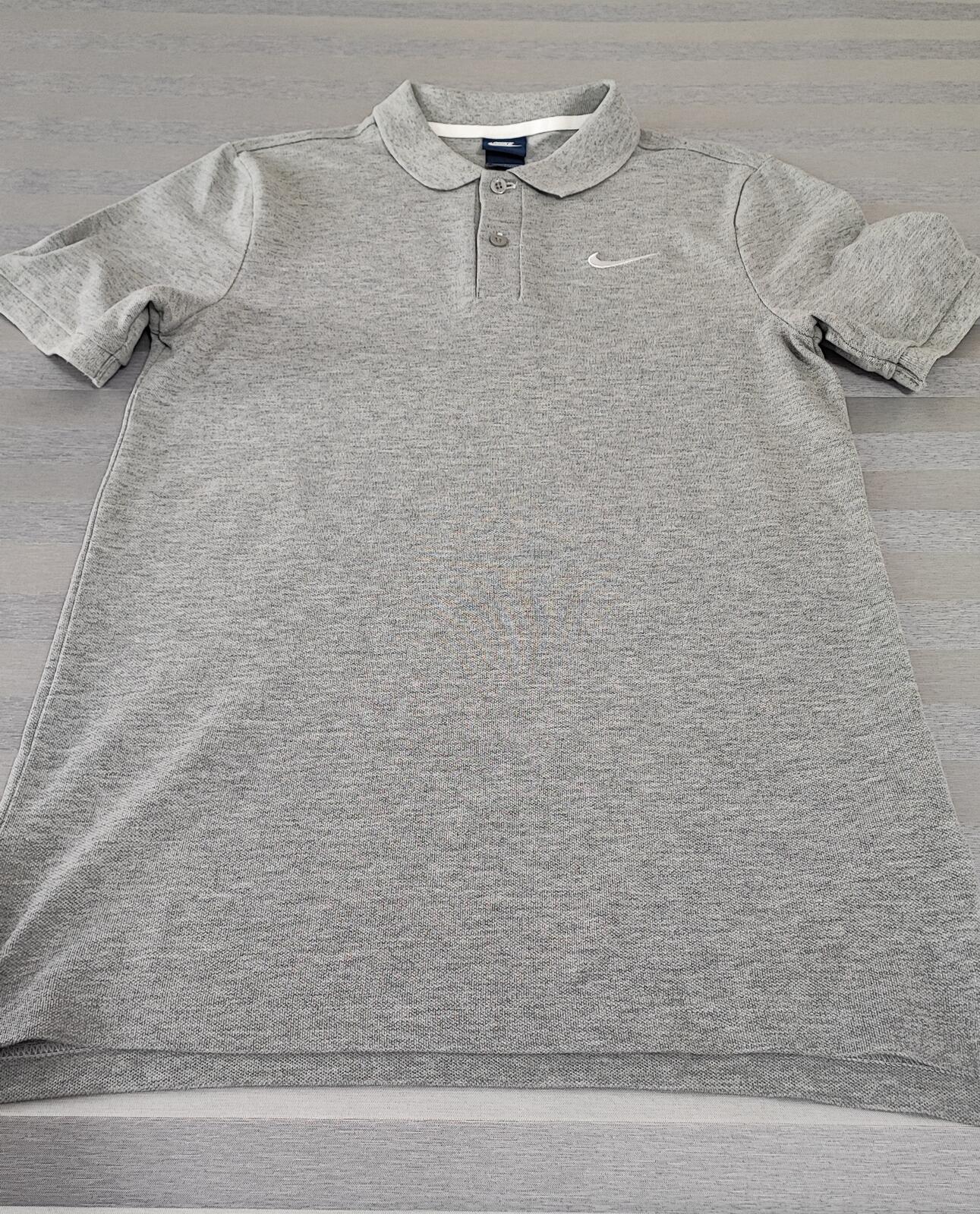 Vintage Nike Embroidered Swoosh Polo Shirt Grey Retro 90s Y2K Men's Size Small S
