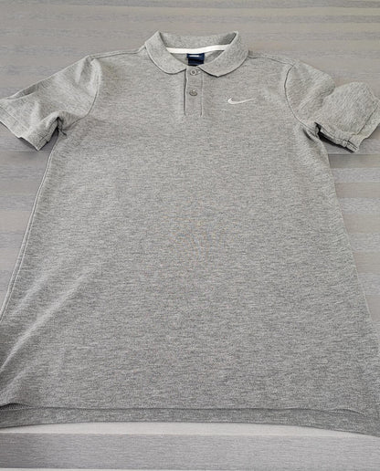 Vintage Nike Embroidered Swoosh Polo Shirt Grey Retro 90s Y2K Men's Size Small S