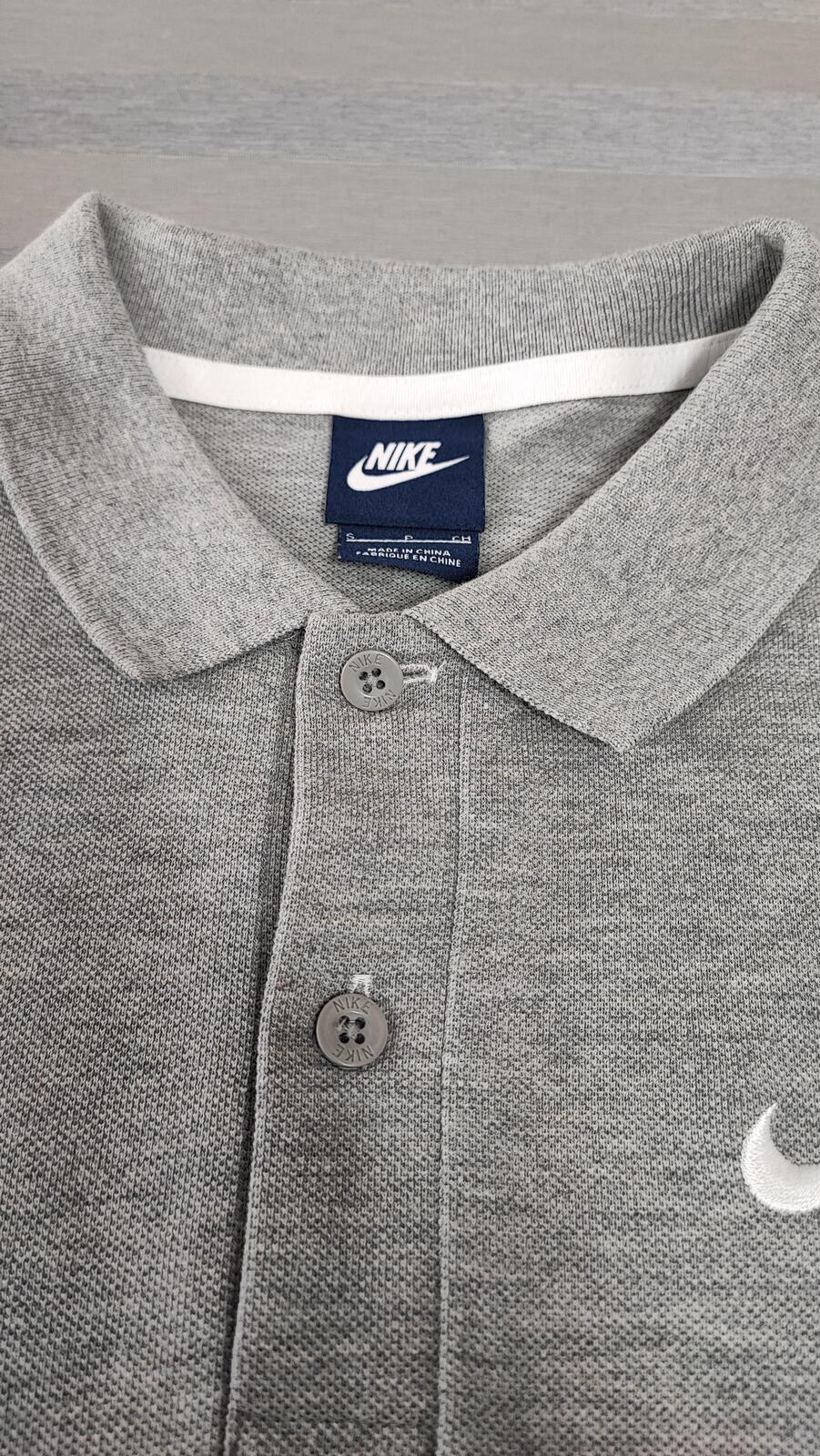 Vintage Nike Embroidered Swoosh Polo Shirt Grey Retro 90s Y2K Men's Size Small S