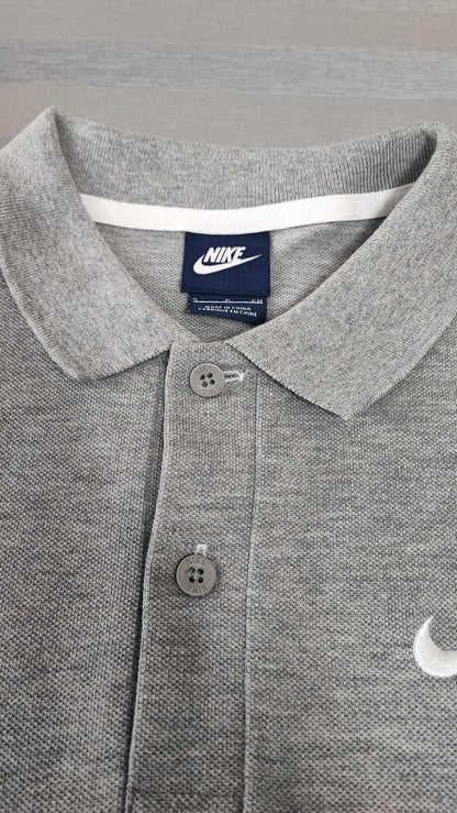 Vintage Nike Embroidered Swoosh Polo Shirt Grey Retro 90s Y2K Men's Size Small S