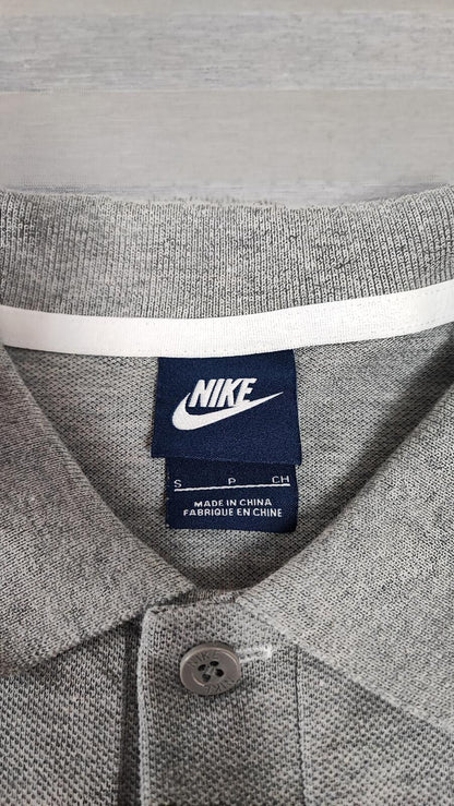 Vintage Nike Embroidered Swoosh Polo Shirt Grey Retro 90s Y2K Men's Size Small S