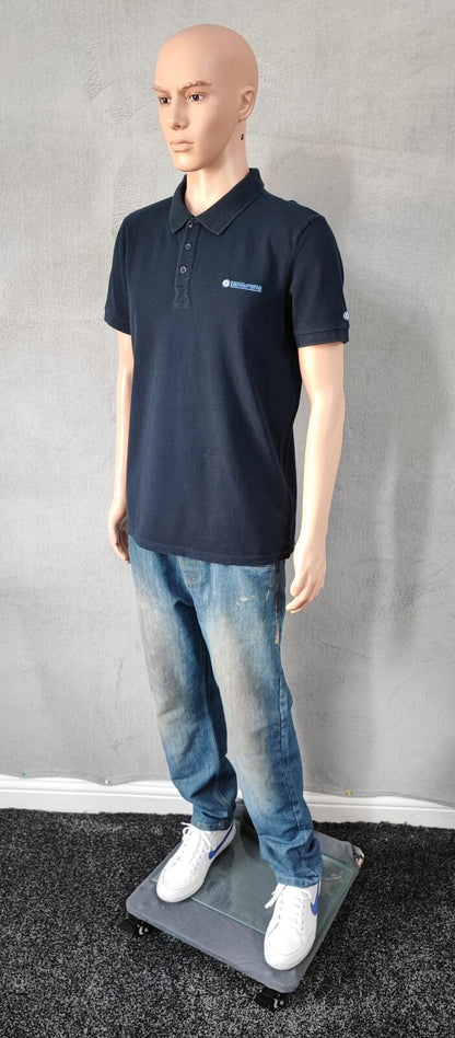 Vintage Lambretta Embroidered Logo Polo Shirt Navy Blue Retro 90s Men's Size M