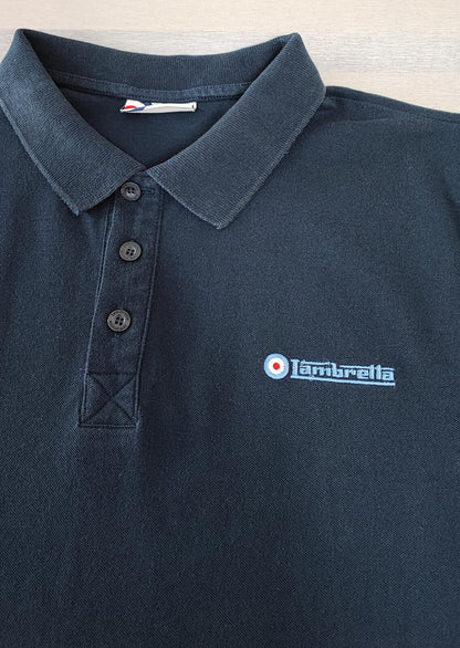 Vintage Lambretta Embroidered Logo Polo Shirt Navy Blue Retro 90s Men's Size M