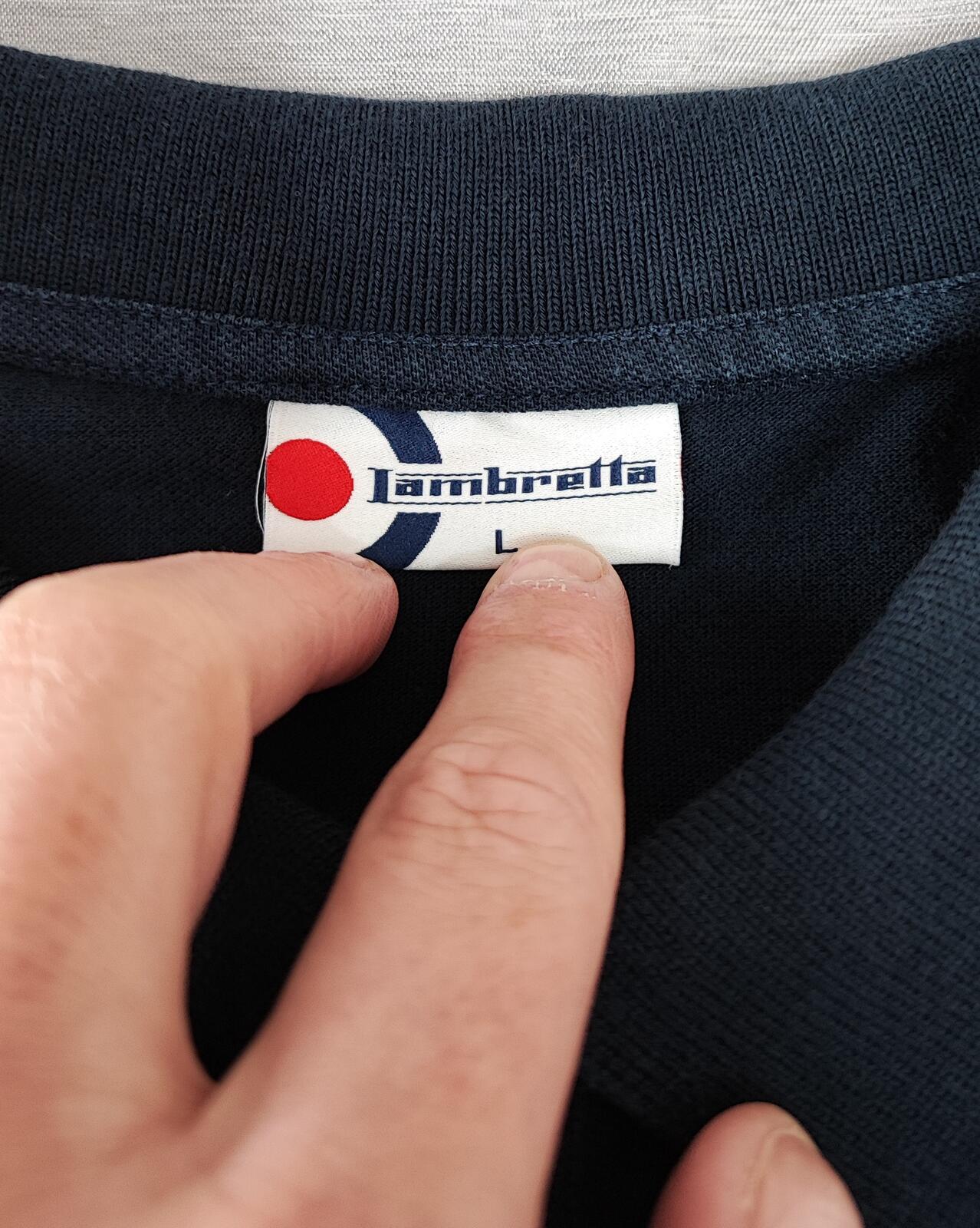 Vintage Lambretta Embroidered Logo Polo Shirt Navy Blue Retro 90s Men's Size M