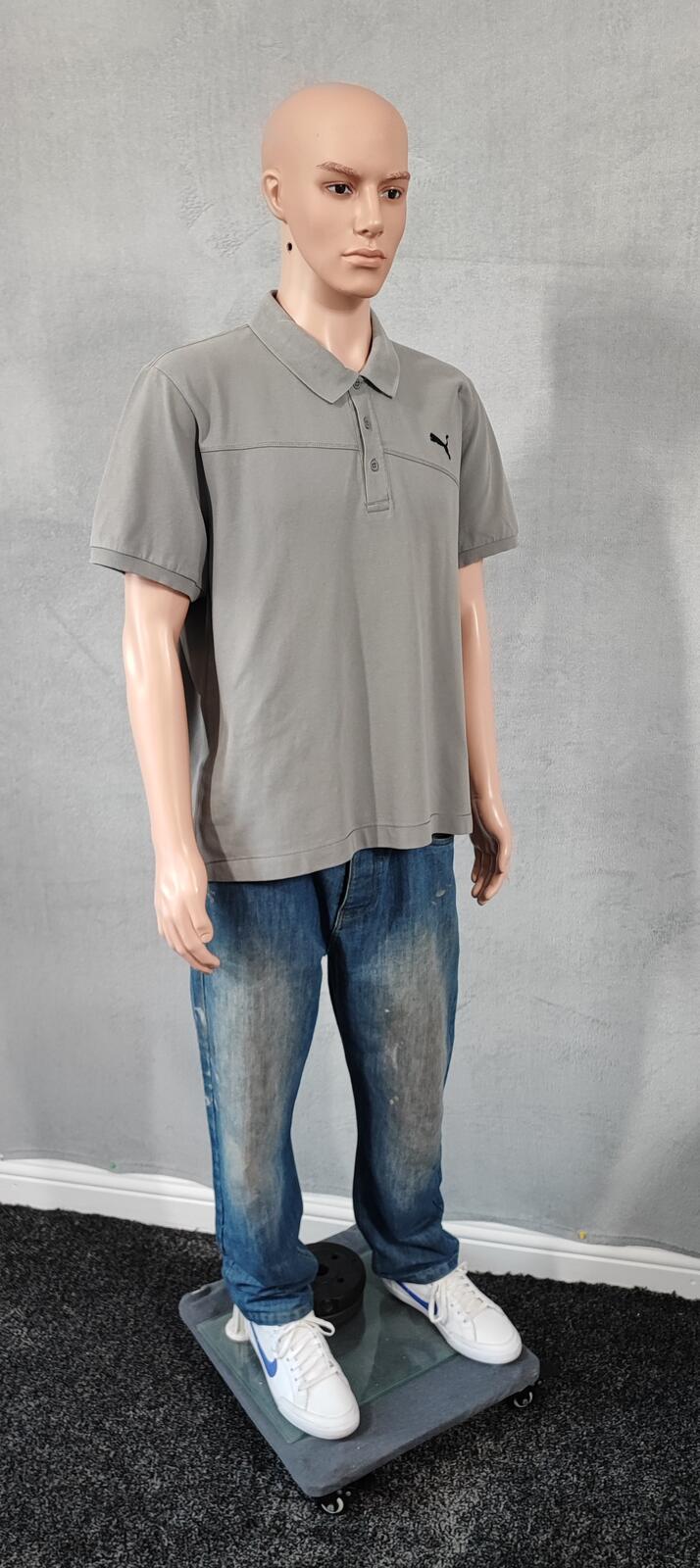 Vintage Puma Embroidered Logo Polo Shirt Grey Boxy Retro 90s Y2K Men's Size XL