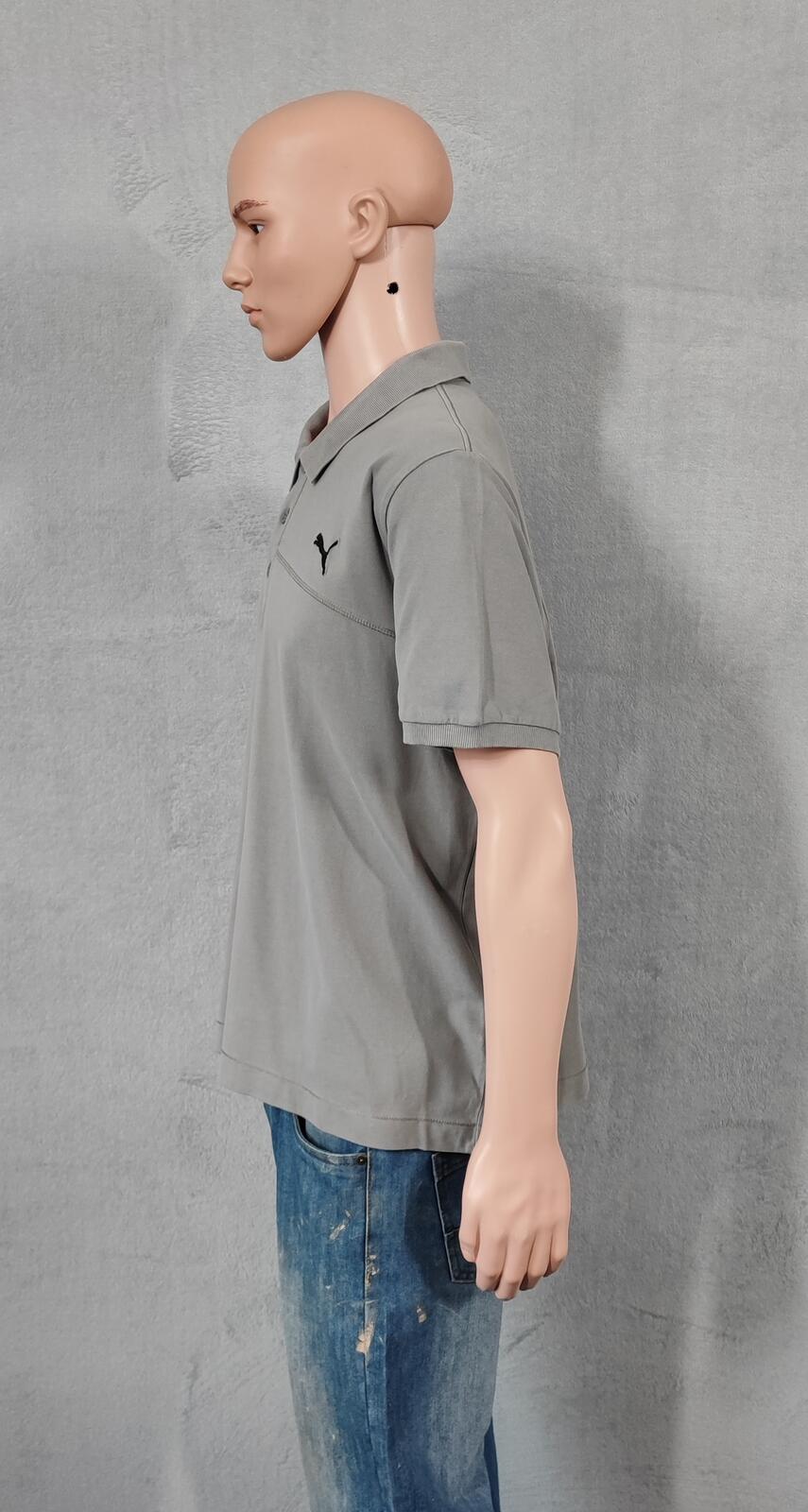 Vintage Puma Embroidered Logo Polo Shirt Grey Boxy Retro 90s Y2K Men's Size XL