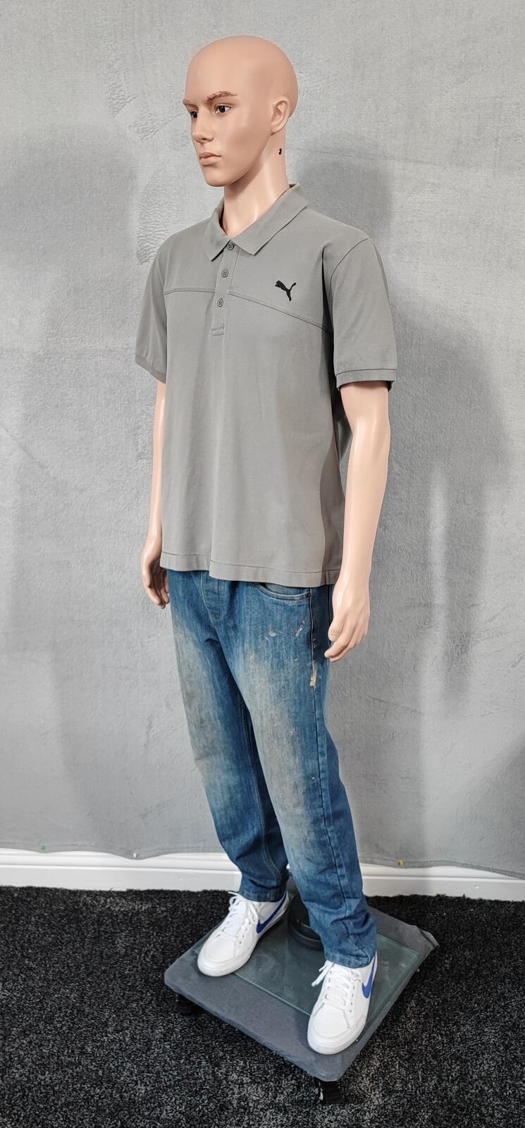 Vintage Puma Embroidered Logo Polo Shirt Grey Boxy Retro 90s Y2K Men's Size XL