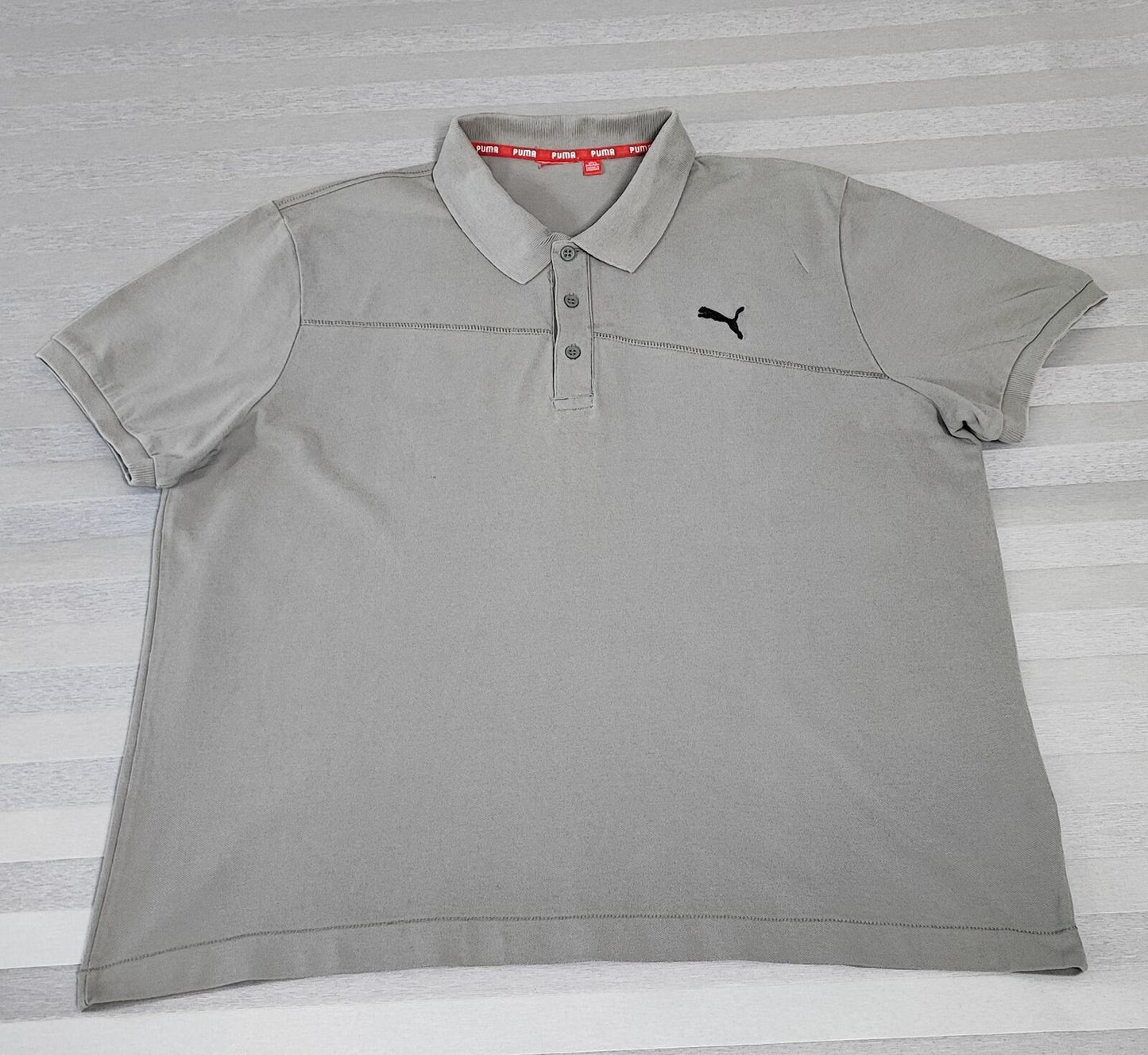 Vintage Puma Embroidered Logo Polo Shirt Grey Boxy Retro 90s Y2K Men's Size XL