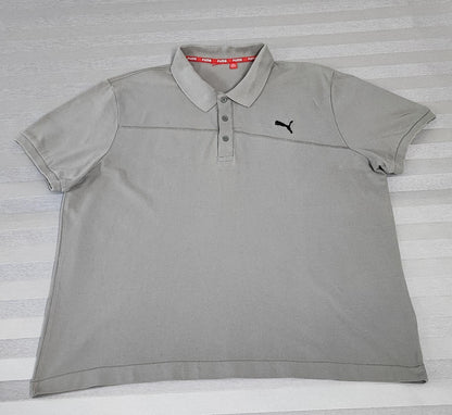 Vintage Puma Embroidered Logo Polo Shirt Grey Boxy Retro 90s Y2K Men's Size XL