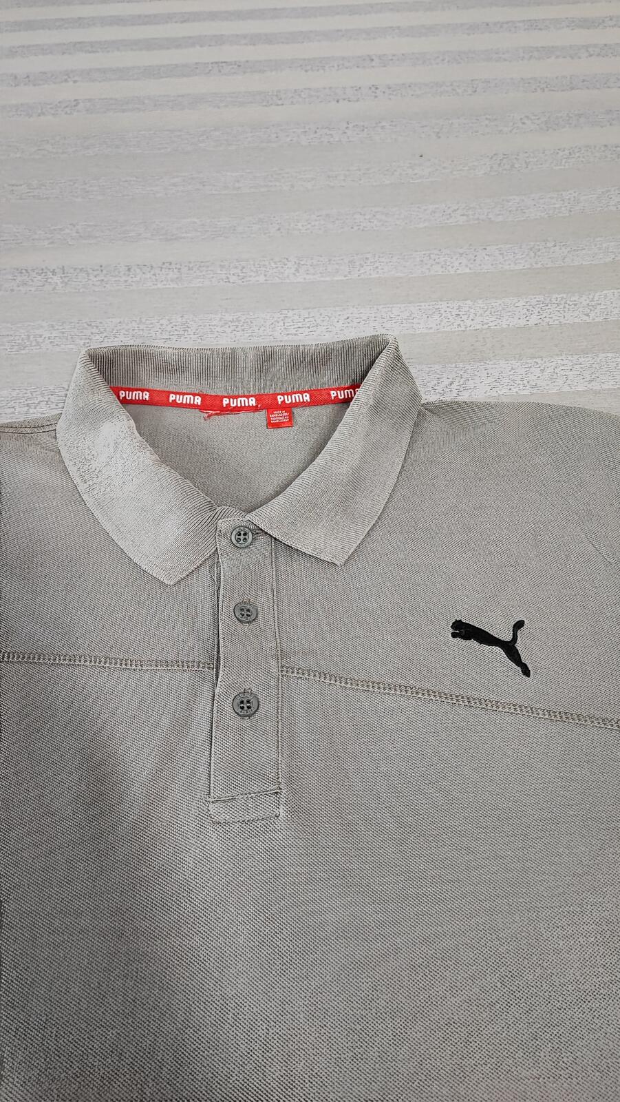 Vintage Puma Embroidered Logo Polo Shirt Grey Boxy Retro 90s Y2K Men's Size XL