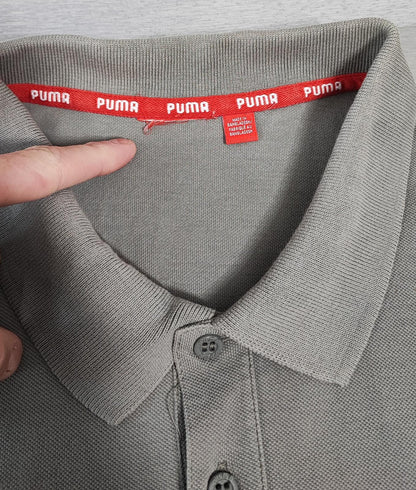 Vintage Puma Embroidered Logo Polo Shirt Grey Boxy Retro 90s Y2K Men's Size XL